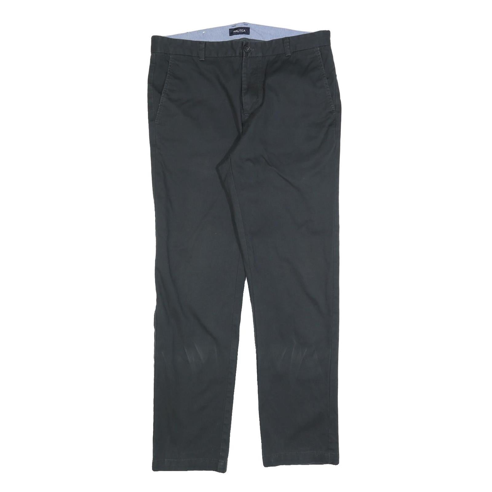 NAUTICA Mens Regular Fit Black Cotton Blend Trousers W34 L30 Classic Zip Refurbished - N/A refurbished available on Cerqular