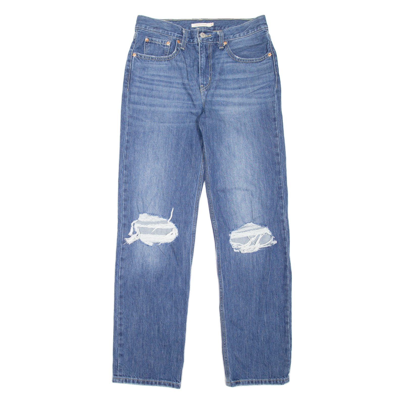 LEVI'S Low Pro Distressed Womens Jeans Blue Regular Straight Stone Wash W27 L31 Refurbished - N/A refurbished available on Cerqular