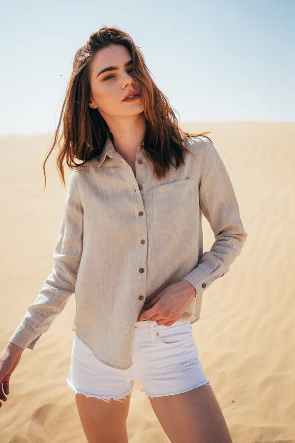 Sanni - Linen Shirt | Size: M | Color: Linen Refurbished - N/A (I could not find a well-known brand with this name refurbished available on Cerqular