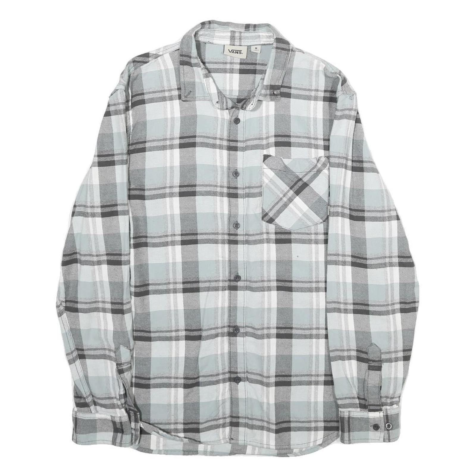 VANS Mens Blue & Grey Check Shirt M Long Sleeve Cotton Casual Button Up Refurbished - N/A refurbished available on Cerqular