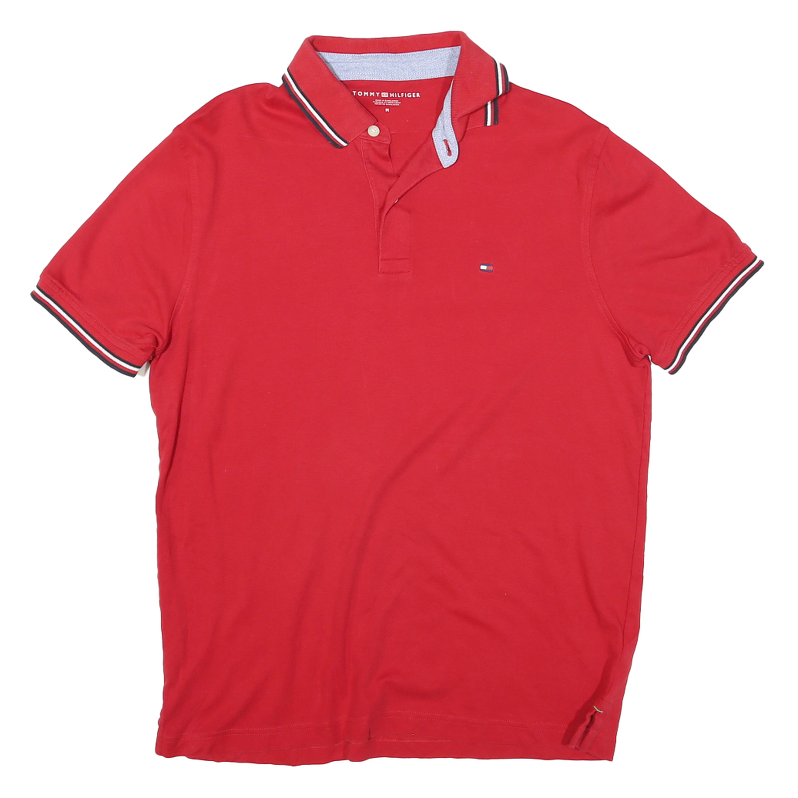 TOMMY HILFIGER Mens Red Short Sleeve Plain Polo Shirt M Cotton Blend Refurbished - N/A refurbished available on Cerqular