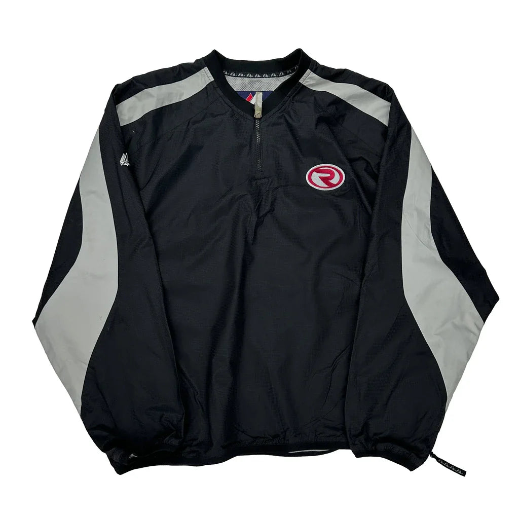 Majestic Windbreaker - 2XL Black Polyester Refurbished - Thrifted (note: this is a term often used to describe second- refurbished available on Cerqular