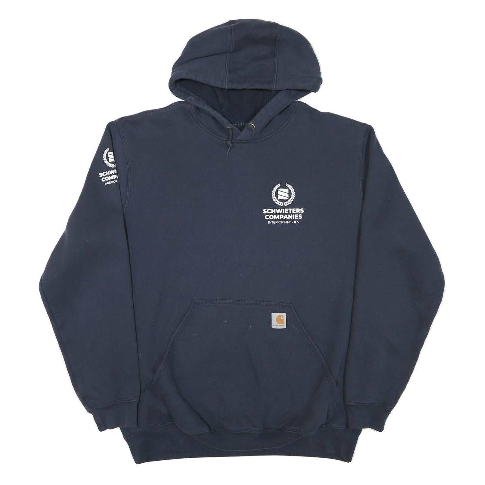 CARHARTT Mens Navy Blue Pullover Hoodie L Logo Sweatshirt Workwear Refurbished - N/A refurbished available on Cerqular