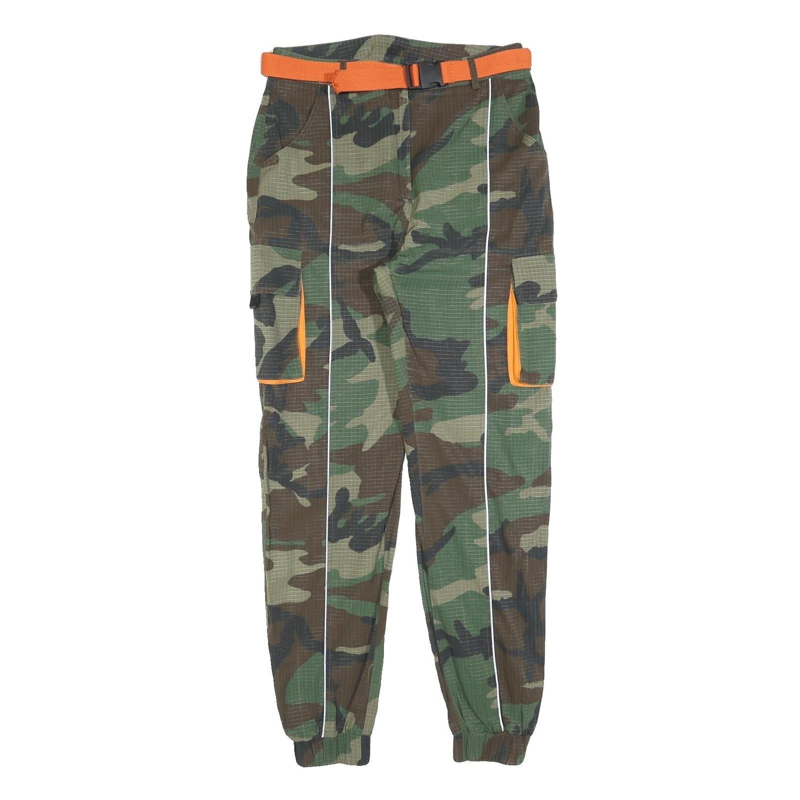 Mens Polyester Blend Camouflage Slim Cargo Trousers W30 L32 Orange Belt Refurbished - N/A refurbished available on Cerqular