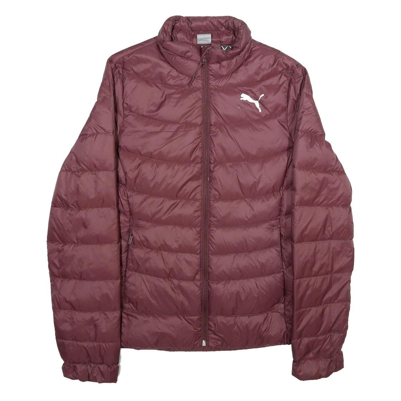 PUMA Womens Maroon Quilted Jacket L Woven Classic Fit Zip Closure Lightweight Refurbished - N/A refurbished available on Cerqular