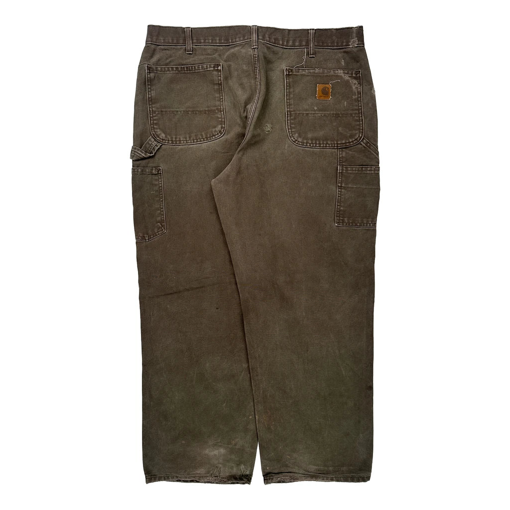 Carhartt Double Knee Carpenter Trousers - 36W 30L Brown Cotton Refurbished - Thrifted (note: this is a term often used to describe second- refurbished available on Cerqular