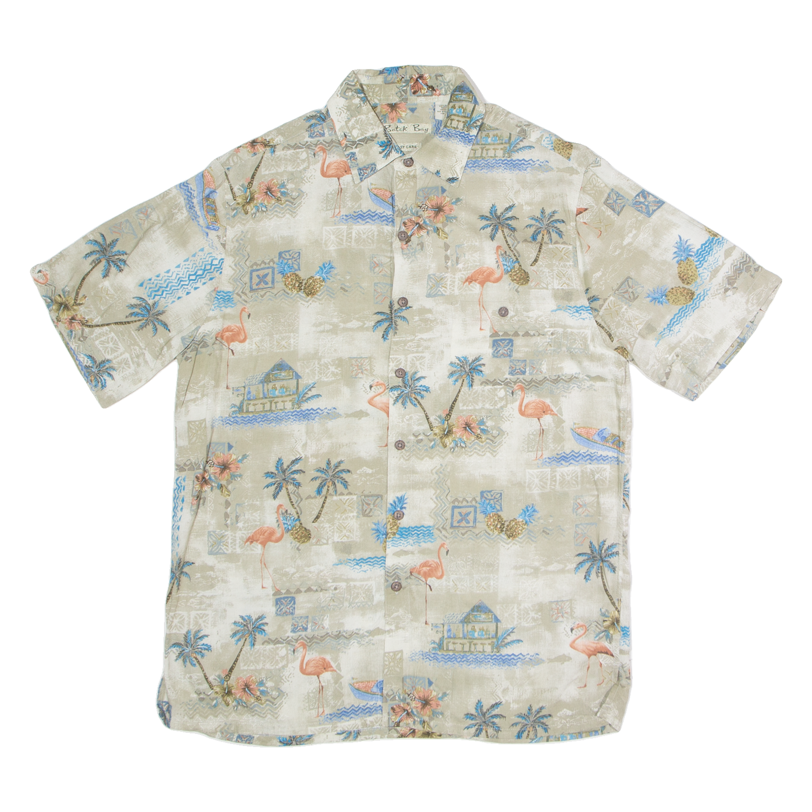 BATIK BAY Mens Hawaiian Shirt Grey Floral M Refurbished - N/A refurbished available on Cerqular