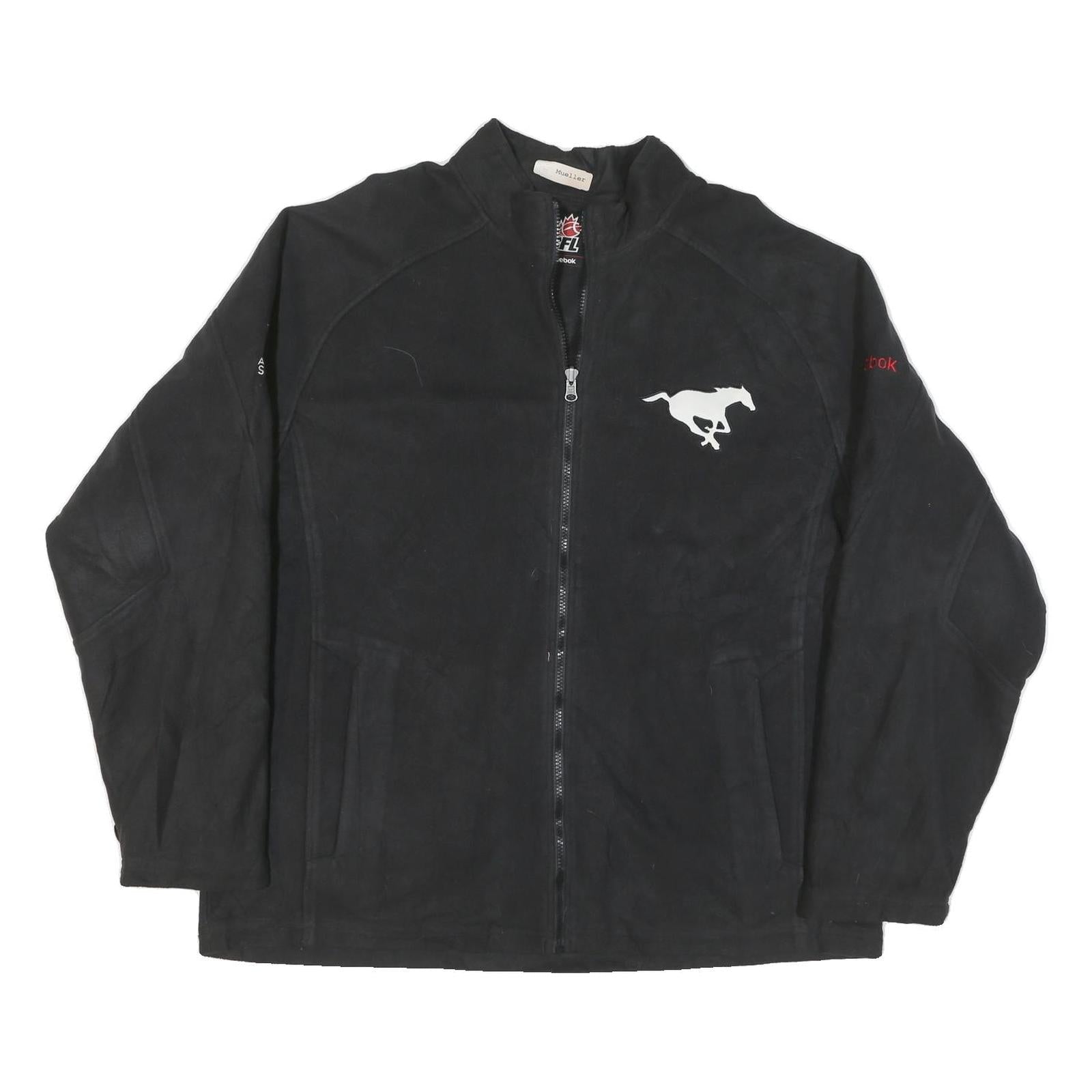 REEBOK Mens Black Running Jacket XL Polyester Blend Zip Plain Athletic Refurbished - N/A refurbished available on Cerqular