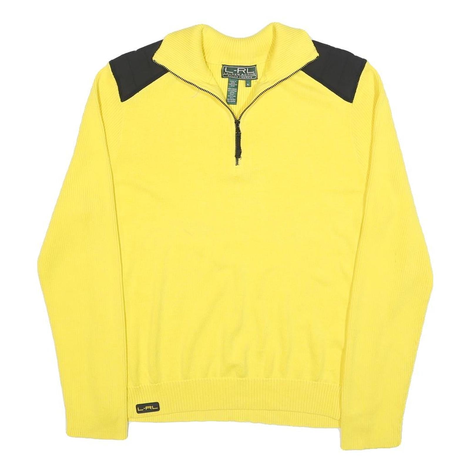 LAUREN RALPH LAUREN Womens Yellow & Black Plain Pullover Crew Neck Knit XL Refurbished - N/A refurbished available on Cerqular
