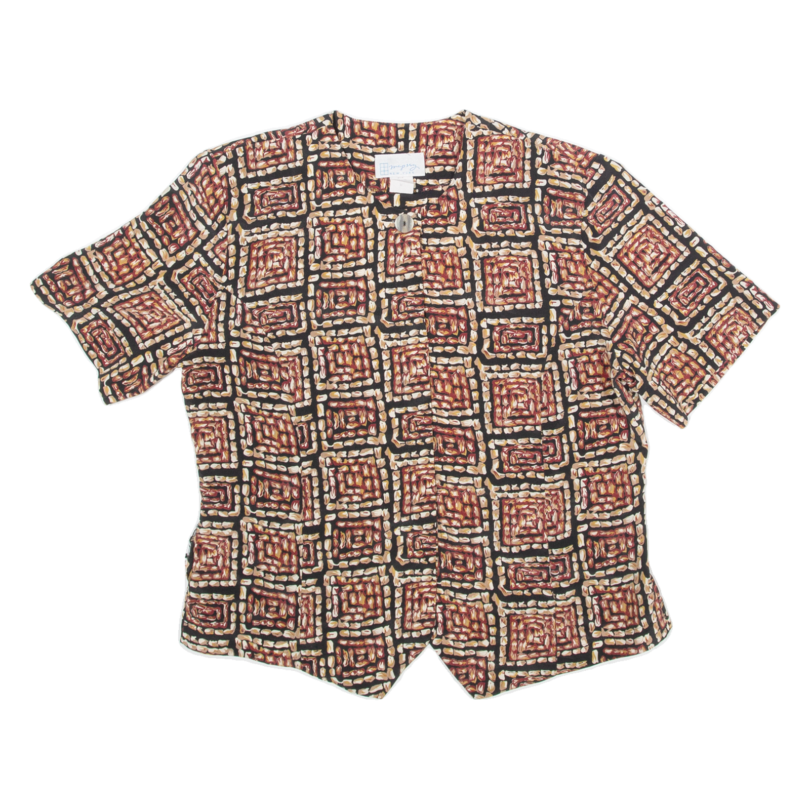 MAPSAY Womens Blouse Brown Crazy Pattern M Refurbished - N/A refurbished available on Cerqular
