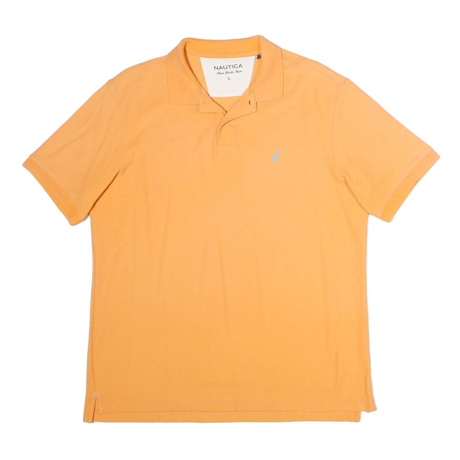 NAUTICA Mens Orange Short Sleeve Plain Polo Shirt L Cotton Classic Fit Sailing Refurbished - N/A refurbished available on Cerqular