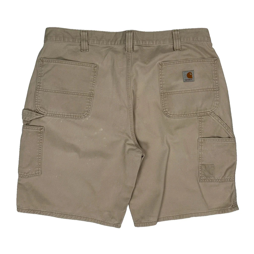 Carhartt Carpenter Shorts - 40W 10L Beige Cotton Refurbished - Thrifted (note: this is a term often used to describe second- refurbished available on Cerqular