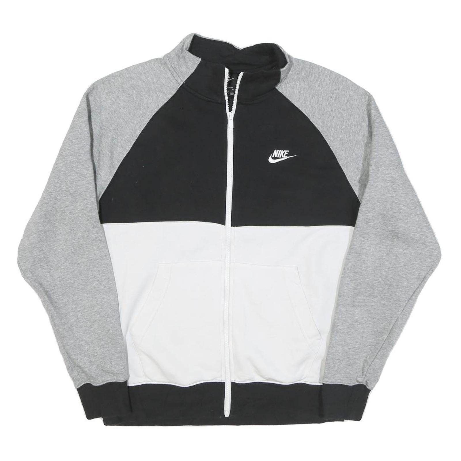 NIKE Mens Black & Grey White Colourblock Jacket M Cotton Blend Zip Casual Refurbished - N/A refurbished available on Cerqular