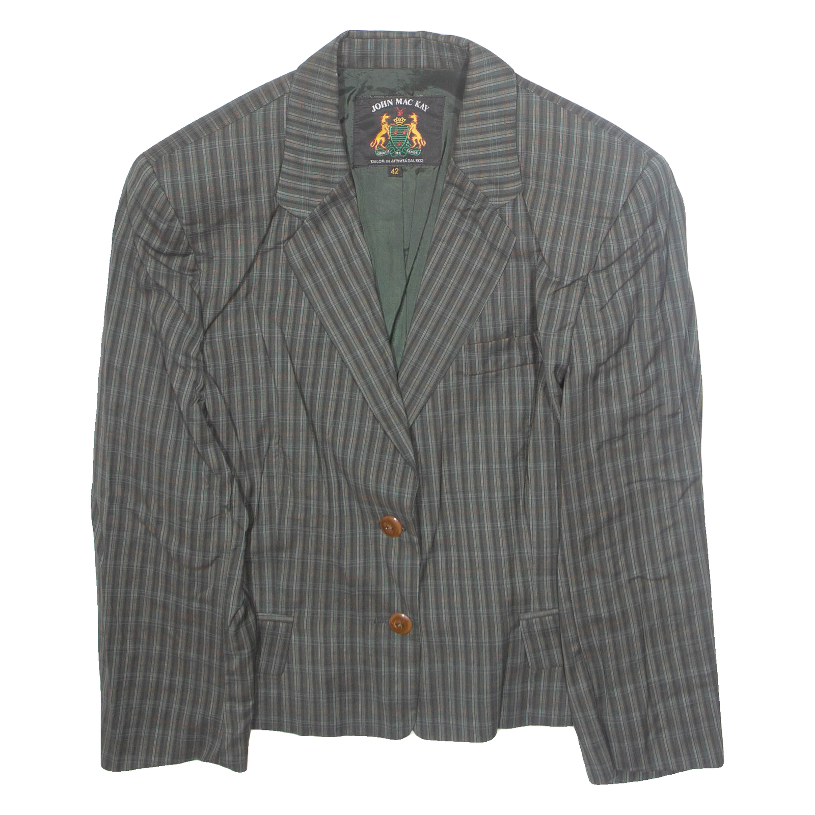 JOHN MAC KAY Mens Blazer Jacket Green Plaid M Refurbished - N/A refurbished available on Cerqular