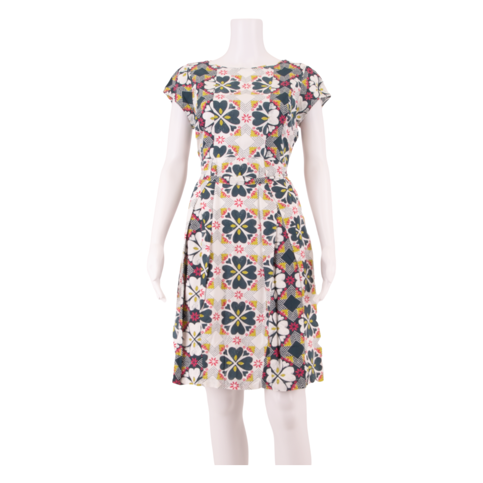 WHITE STUFF Womens Fit & Flare Dress Blue Floral Short Sleeve Knee Length UK 10 Refurbished - N/A refurbished available on Cerqular