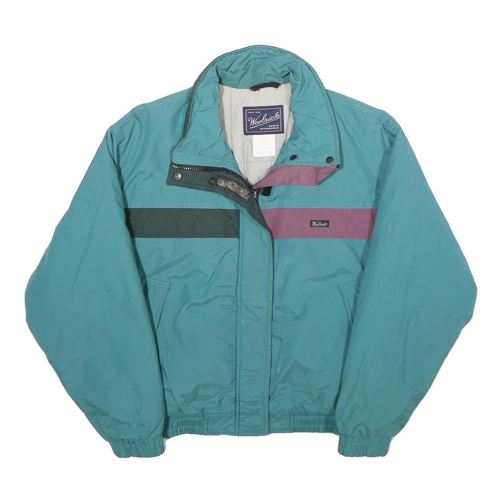 WOOLRICH Womens Blue Green & Purple Colourblock Jacket M Nylon Zip Refurbished - N/A refurbished available on Cerqular