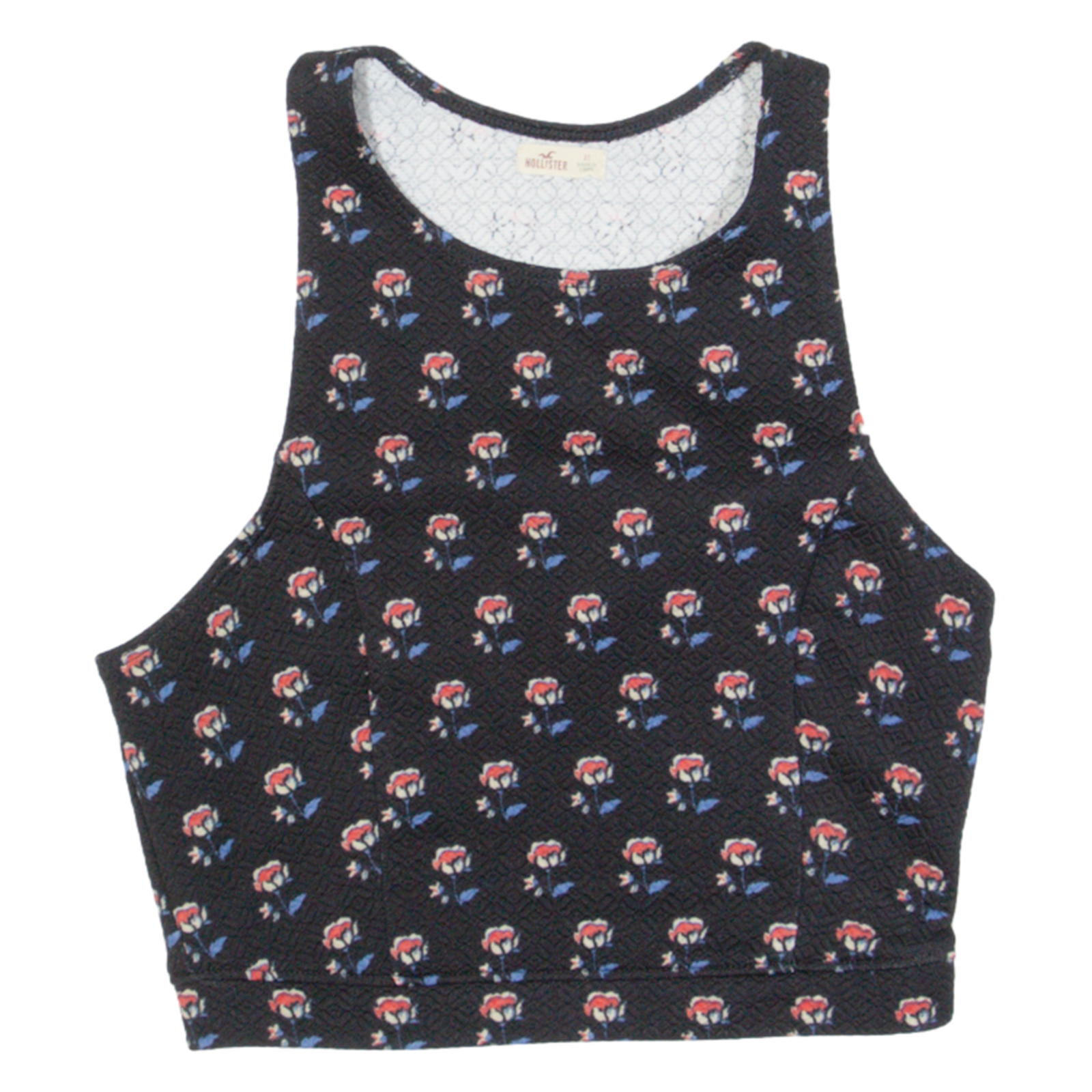 HOLLISTER Womens Cropped Top Black Sleeveless Floral XS Refurbished - N/A refurbished available on Cerqular