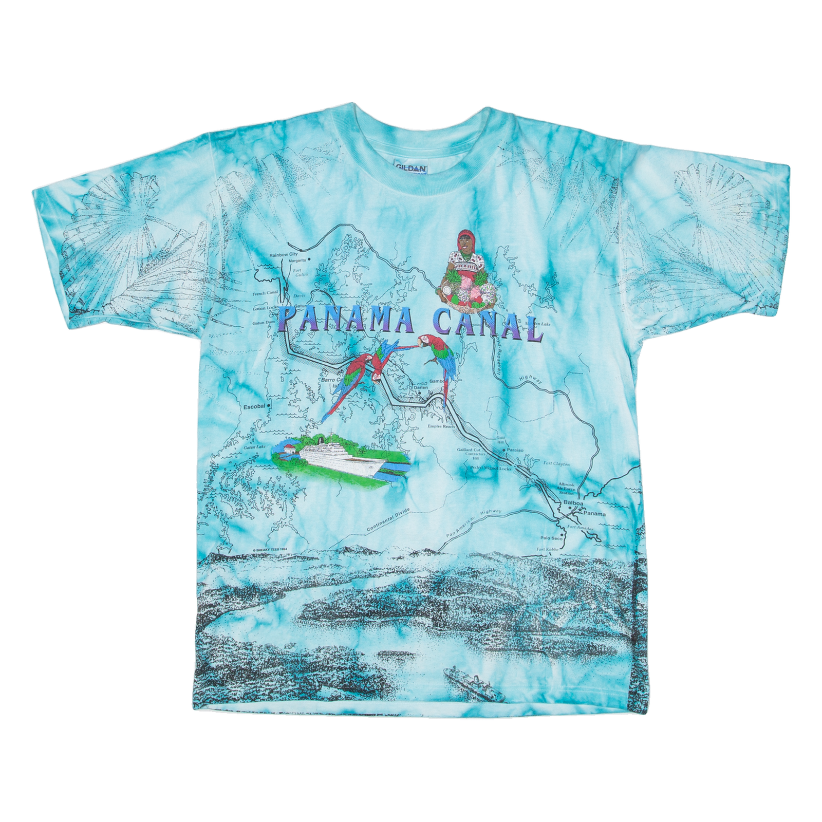 GILDAN Panama Canal Womens T-Shirt Blue M Refurbished - N/A refurbished available on Cerqular