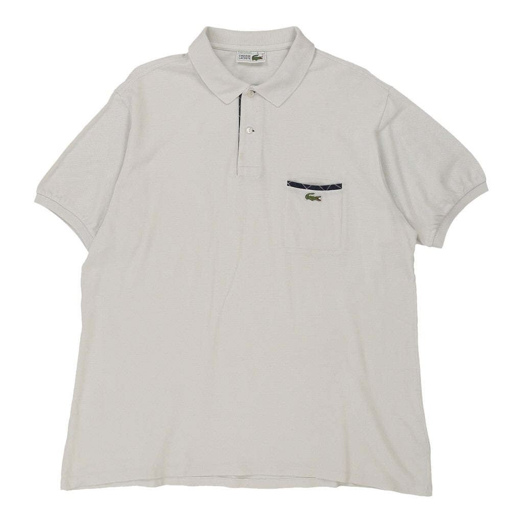 Made in France Lacoste Polo Shirt - XL White Cotton Refurbished - Thrifted (note: this is a term often used to describe second- refurbished available on Cerqular