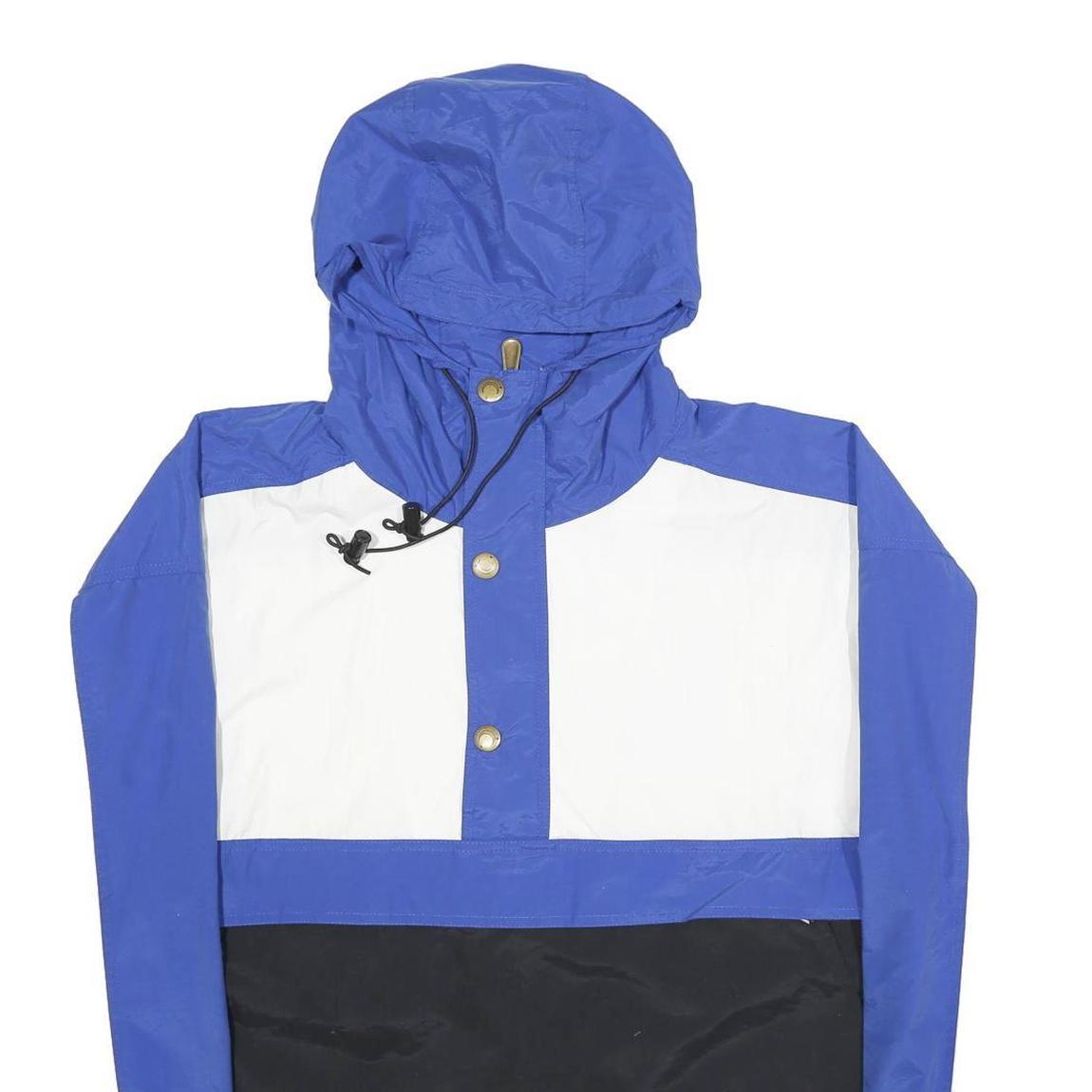 LUNA PIER Mens Blue & White Outdoor Nylon Woven Hooded Jacket XL Colourblock Refurbished - N/A refurbished available on Cerqular