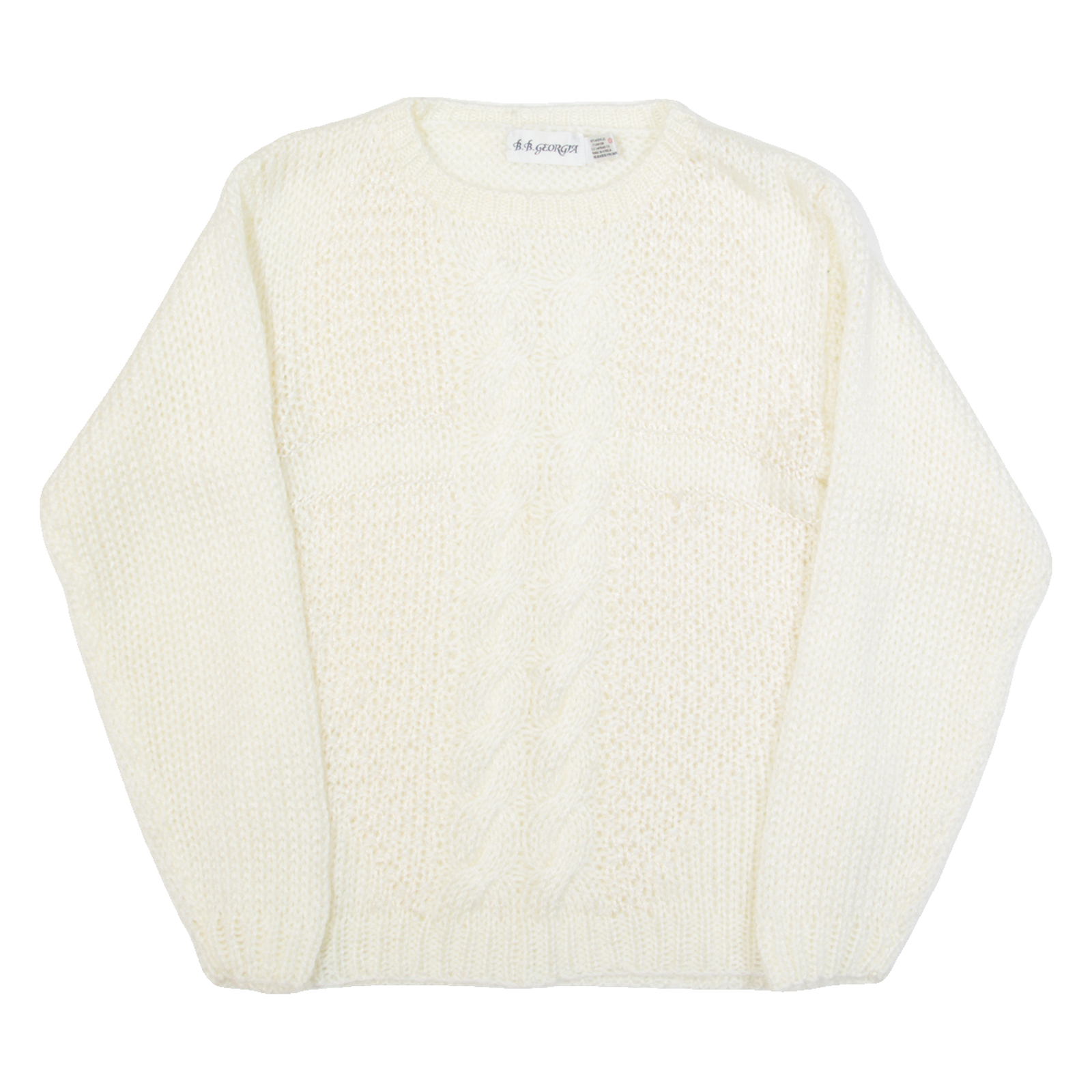BB GEORGIA Womens Aran Jumper White 90s Chunky Knit S Refurbished - N/A refurbished available on Cerqular