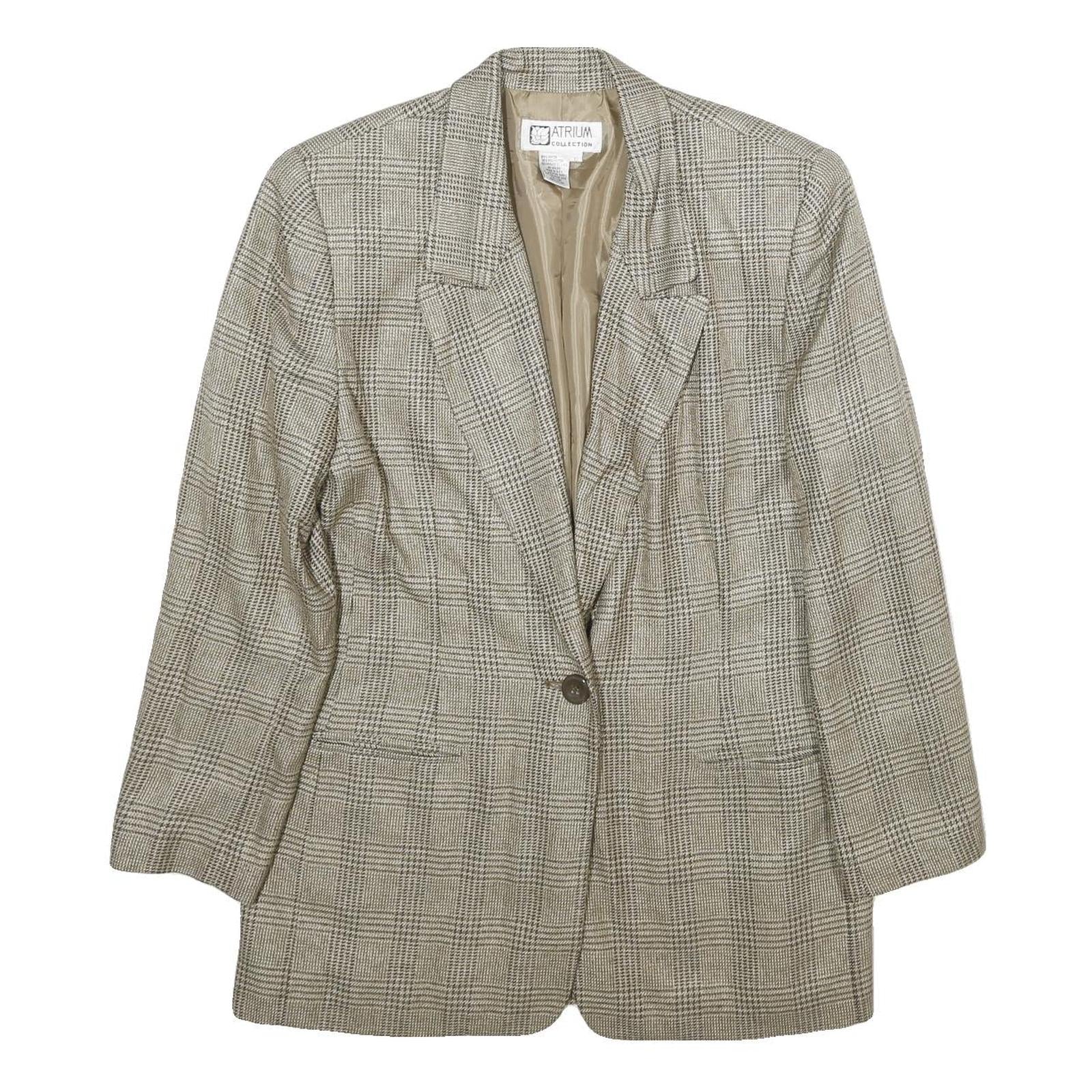 ATRIUM COLLECTION Womens Beige Check Jacket UK 14 Woven Classic Button Closure Refurbished - N/A refurbished available on Cerqular