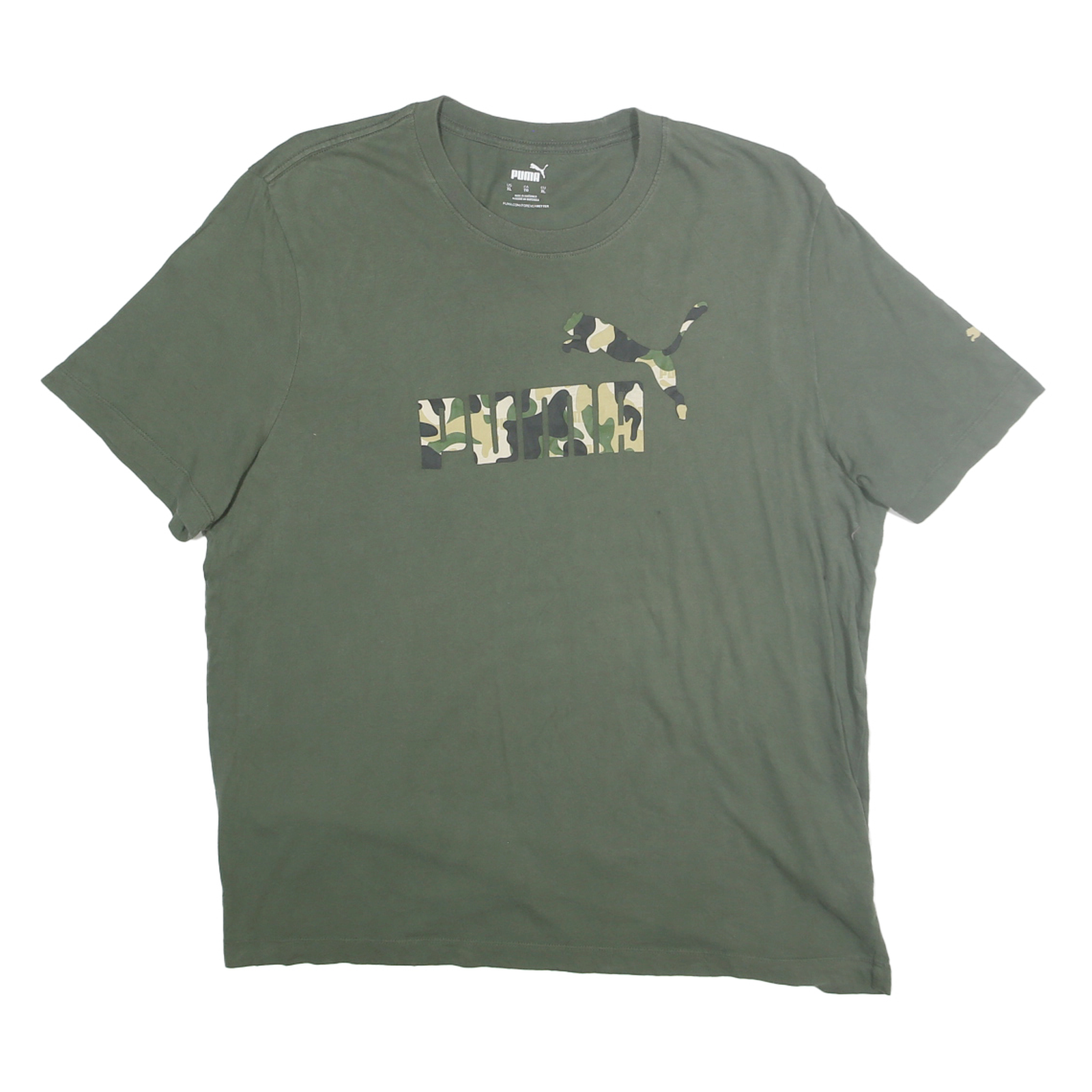 PUMA Mens Green Camouflage Graphic T-Shirt XL Short Sleeve Crew Neck Casual Refurbished - N/A refurbished available on Cerqular