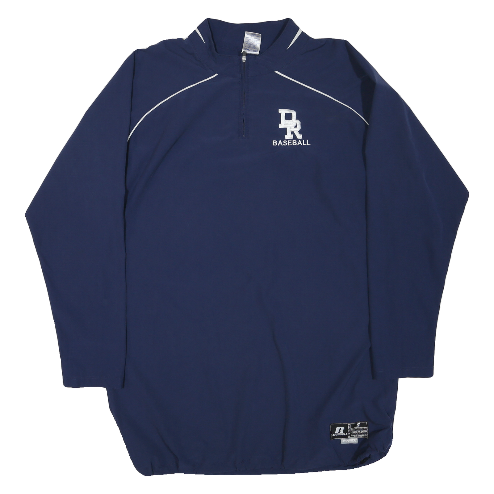 RUSSELL ATHLETIC Mens Navy Blue Track Jacket S Polyester Blend DR Baseball Zip Refurbished - N/A refurbished available on Cerqular