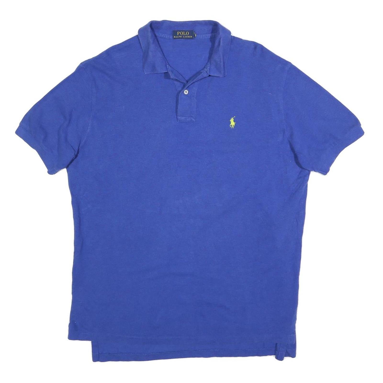 POLO RALPH LAUREN Mens Blue Short Sleeve Plain L Cotton Blend Polo Shirt Classic Refurbished - N/A refurbished available on Cerqular