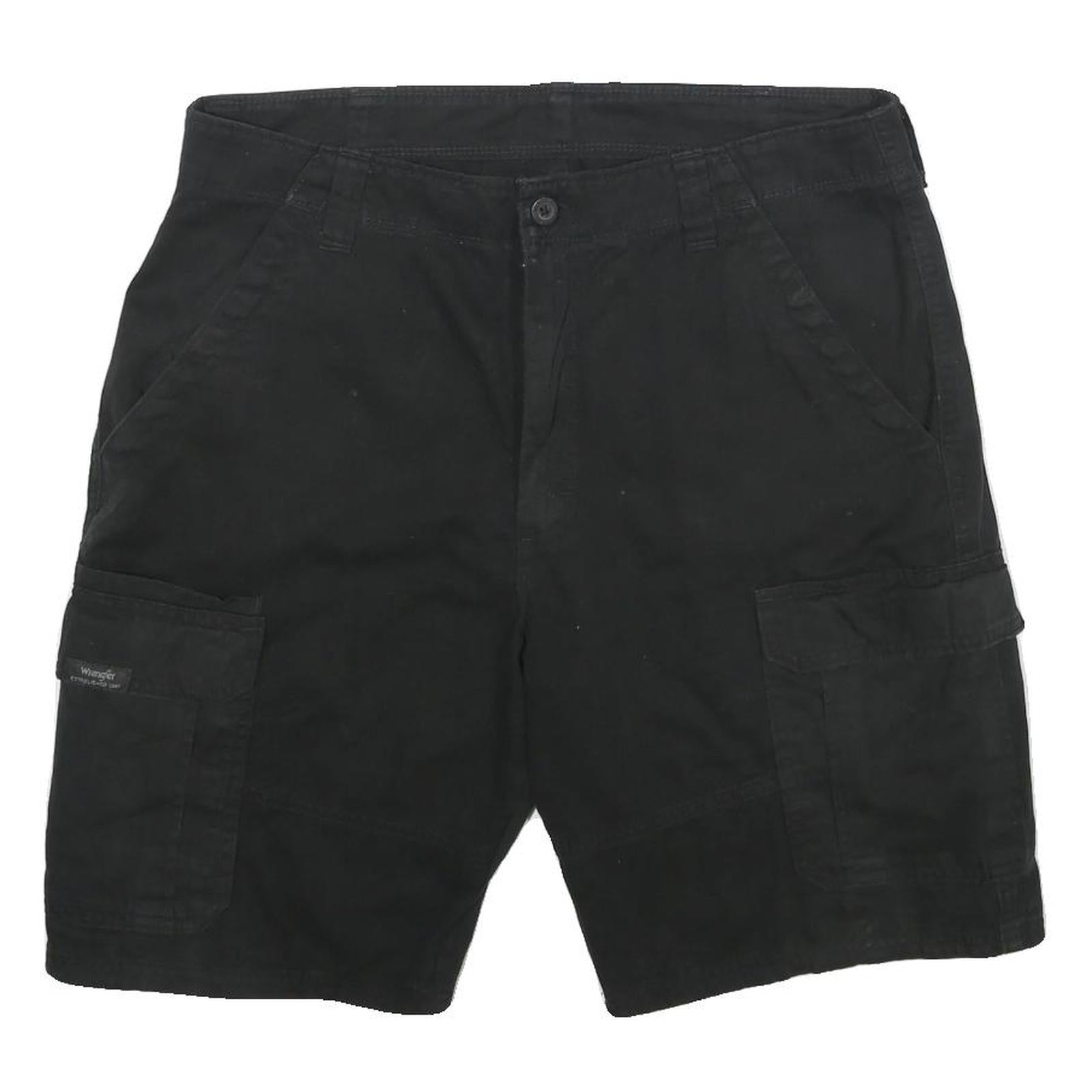 WRANGLER Mens Black Cargo Cotton Shorts L W34 Utility Pocket Casual Refurbished - N/A refurbished available on Cerqular