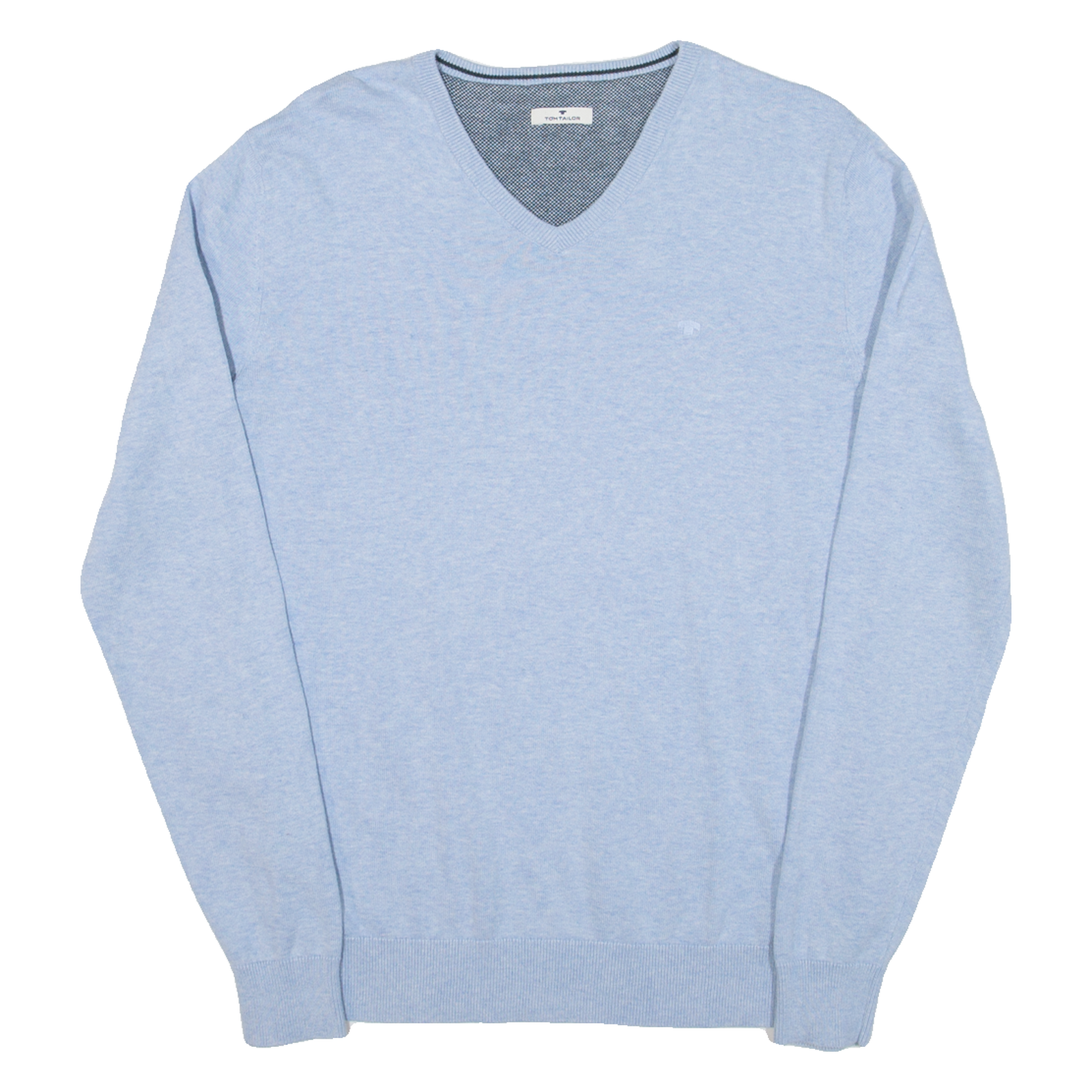 TOM TAILOR Mens Jumper Blue V-Neck Tight Knit M Refurbished - N/A refurbished available on Cerqular