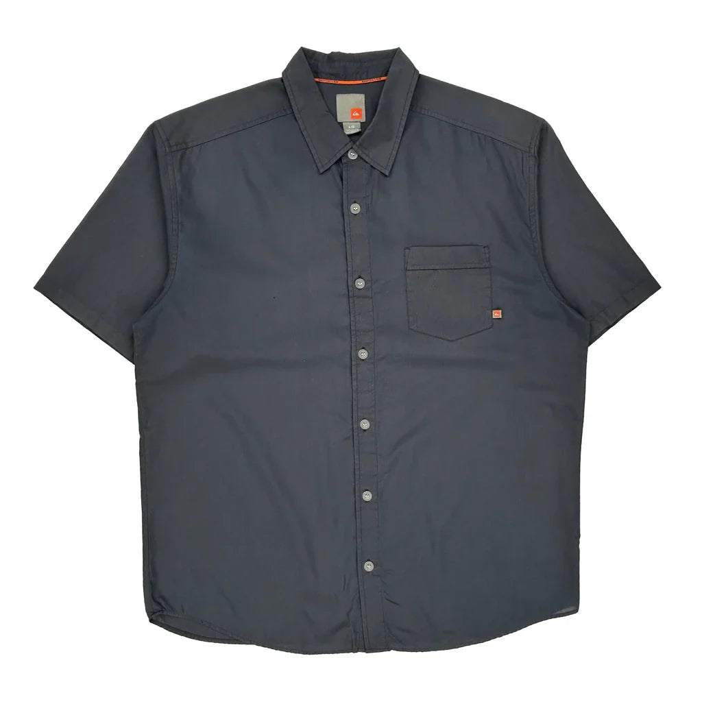 Quiksilver Short Sleeve Shirt - Large Grey Cotton Refurbished - Thrifted (note: this is a term often used to describe second- refurbished available on Cerqular