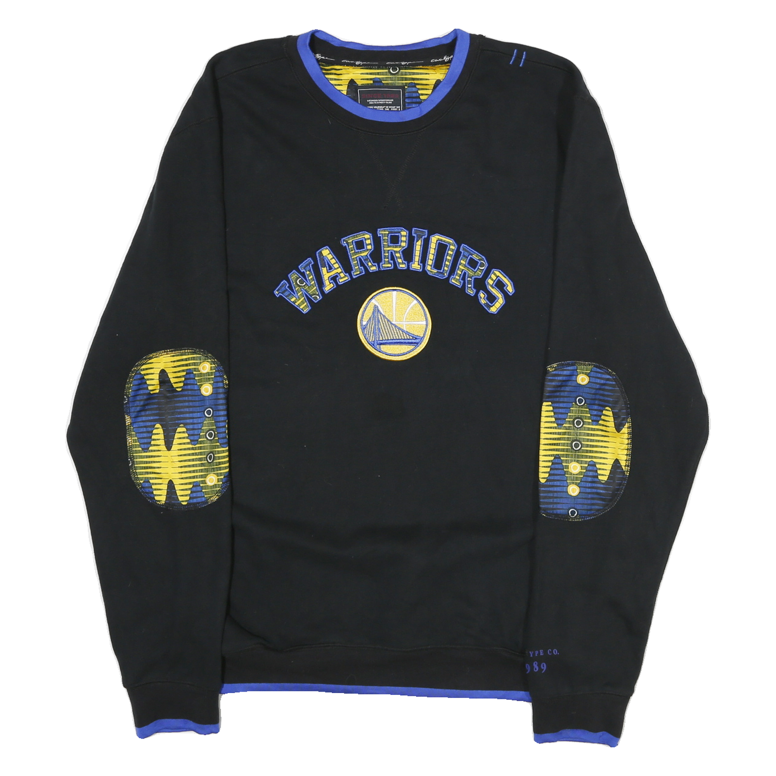 TWO HYPE Mens Black & Yellow Warriors Crew Neck Sweatshirt L Cotton Blend Refurbished - N/A refurbished available on Cerqular