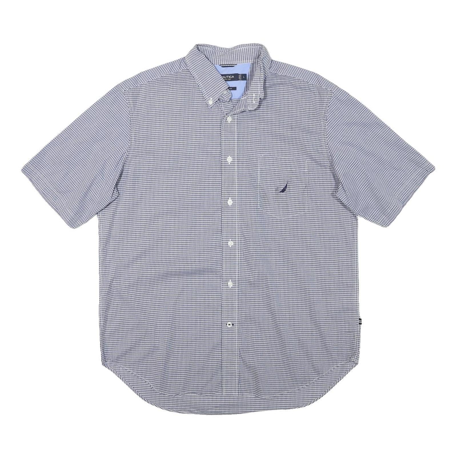 NAUTICA Mens Blue & White Check Shirt L Cotton Blend Comfortable Casual Refurbished - N/A refurbished available on Cerqular