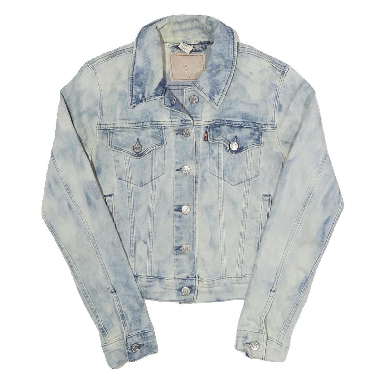 LEVI'S Womens Blue Acid Wash Denim Jacket S Cotton Blend Button Front Refurbished - N/A refurbished available on Cerqular