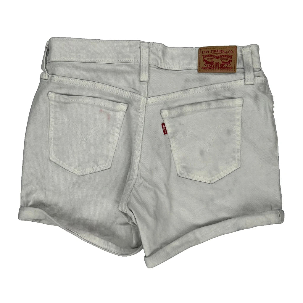 Levis Denim Shorts - 27W UK 8 White Cotton Refurbished - Thrifted (note: this is a term often used to describe second- refurbished available on Cerqular