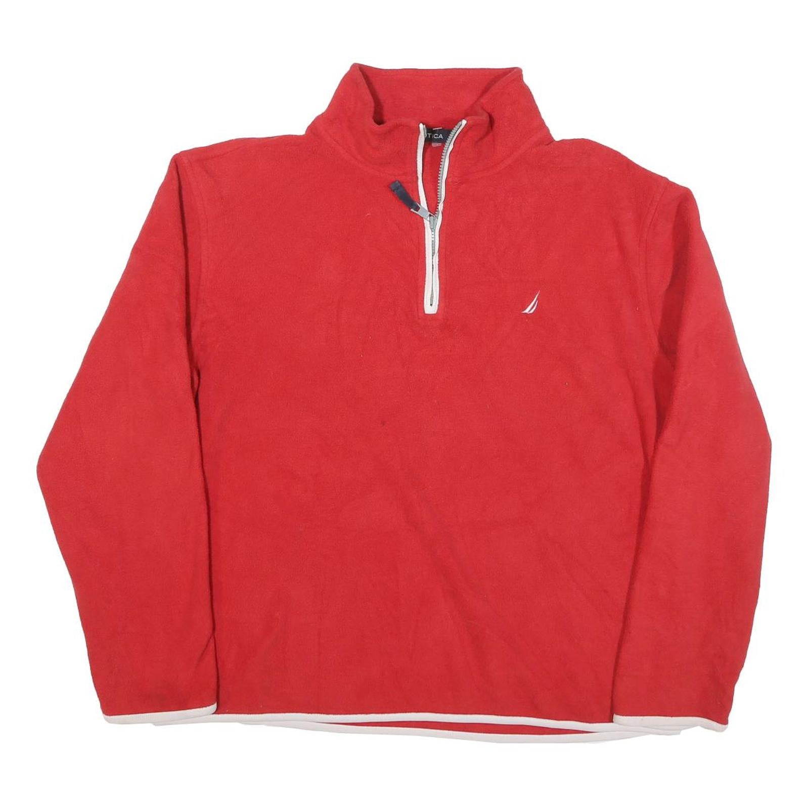 NAUTICA Mens Red Pullover Plain Quarter Zip Polyester Blend Jumper L Casual Refurbished - N/A refurbished available on Cerqular