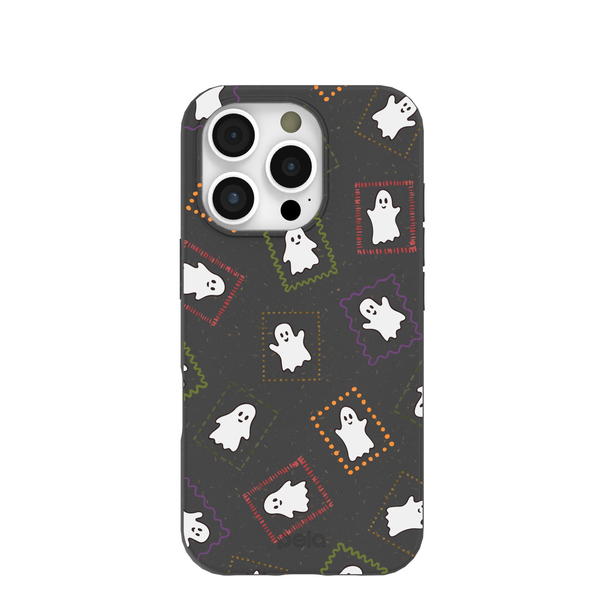 Black Ghost Stamps iPhone 16 Pro Case Refurbished - Pela Case refurbished available on Cerqular