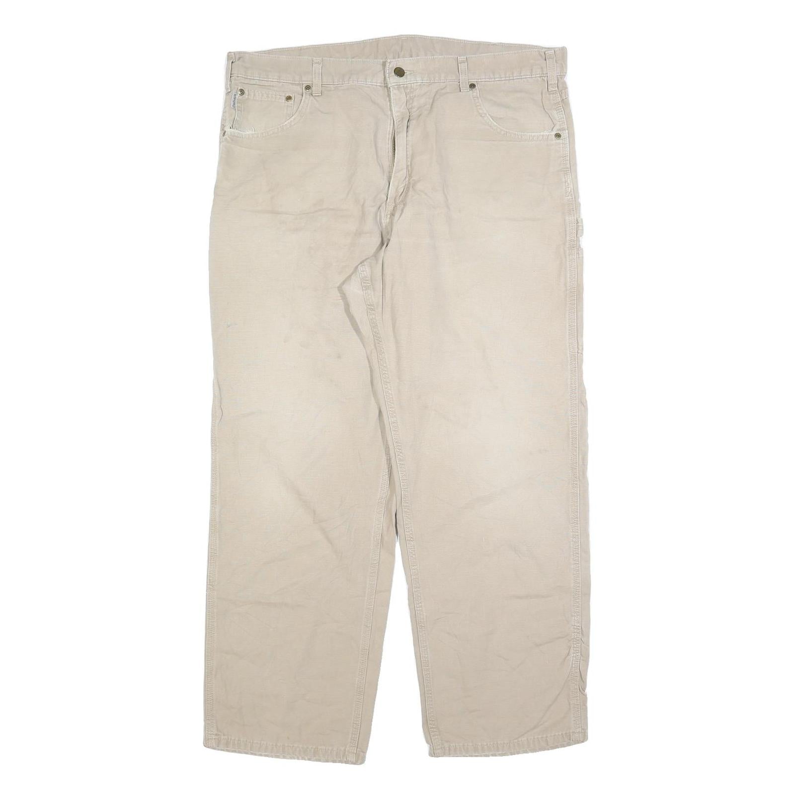 CARHARTT Mens Cotton Blend Beige Relaxed Straight Trousers W40 L32 Workwear Zip Refurbished - N/A refurbished available on Cerqular