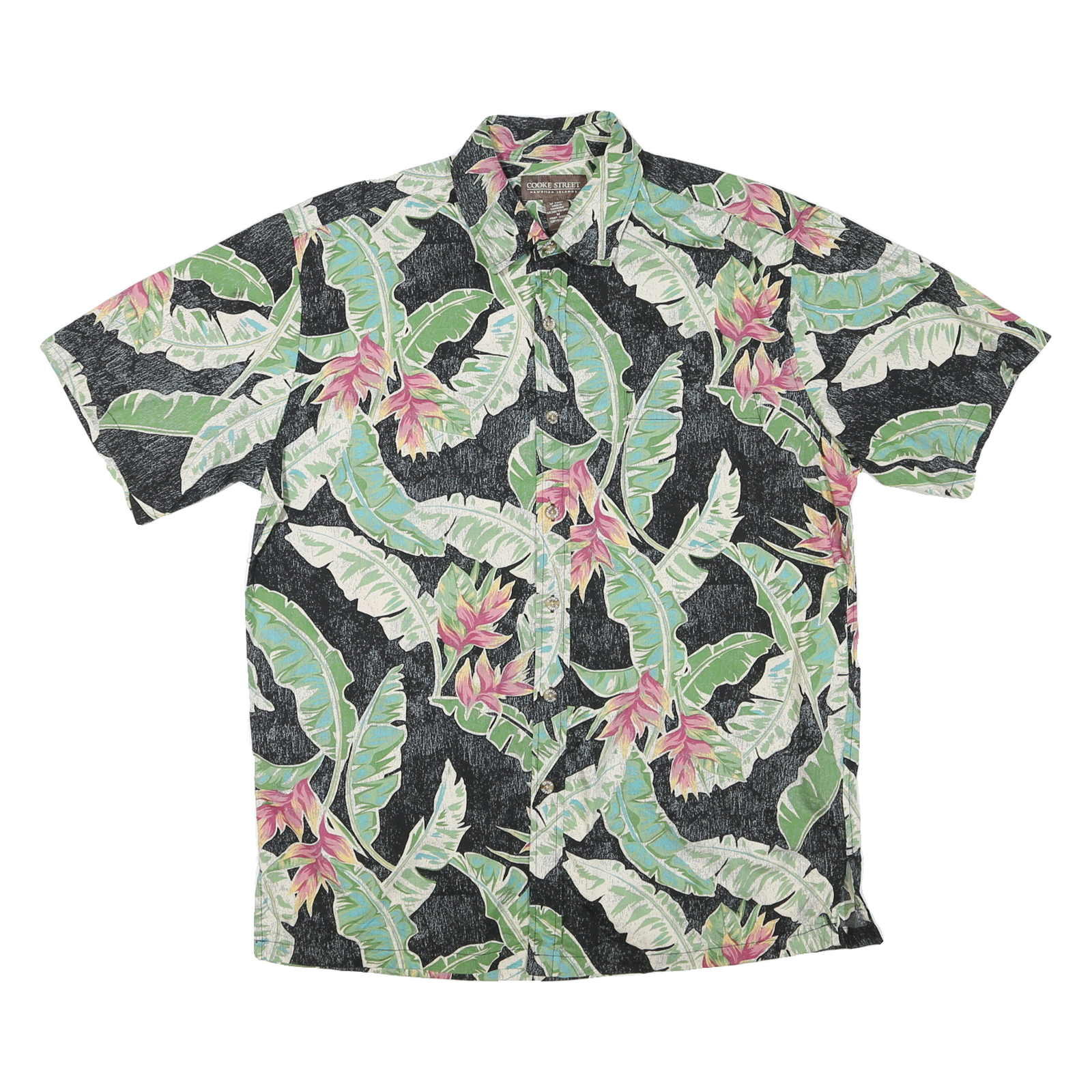 COOKE STREET Mens Black Green Hawaiian Shirt M Cotton Blend Summer Casual Refurbished - N/A refurbished available on Cerqular