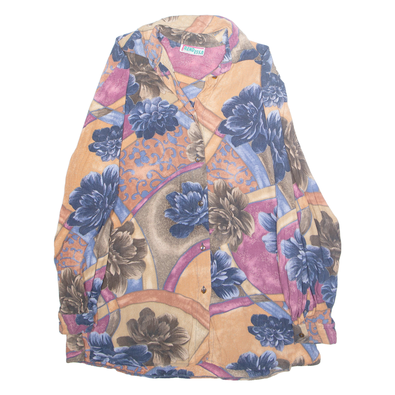 TREND ESSA Womens Printed Blouse Purple Collared Long Sleeve Floral L Refurbished - N/A refurbished available on Cerqular
