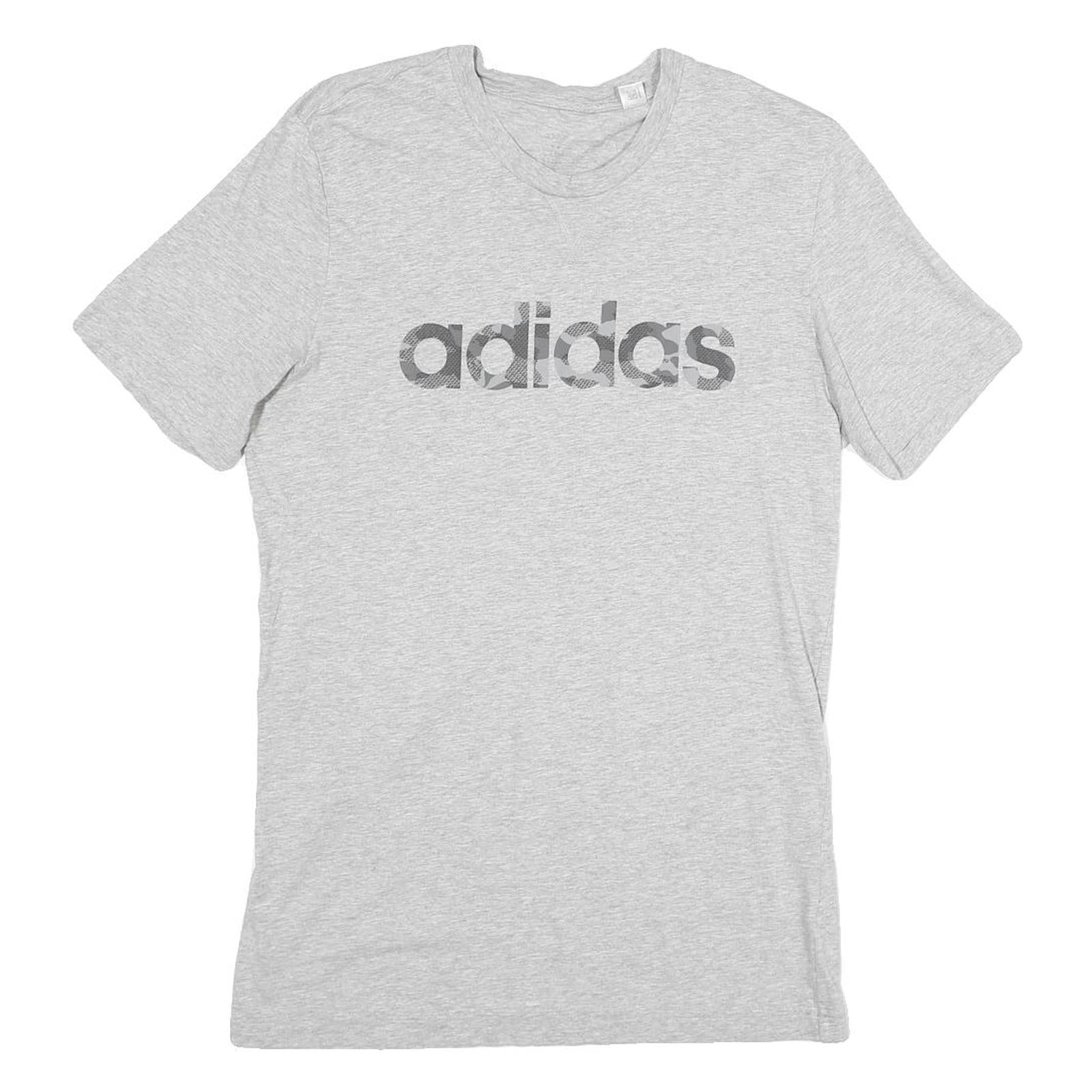 ADIDAS Mens Grey Cotton Logo Print T-Shirt M Short Sleeve Crew Neck Casual Refurbished - N/A refurbished available on Cerqular