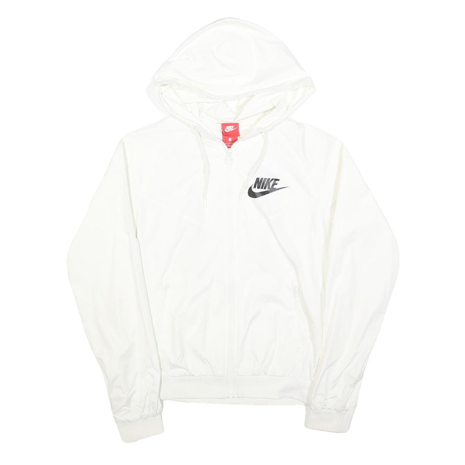 NIKE Mens White Lightweight Zip Jacket S Polyester Hooded Plain Casual Sports Refurbished - N/A refurbished available on Cerqular