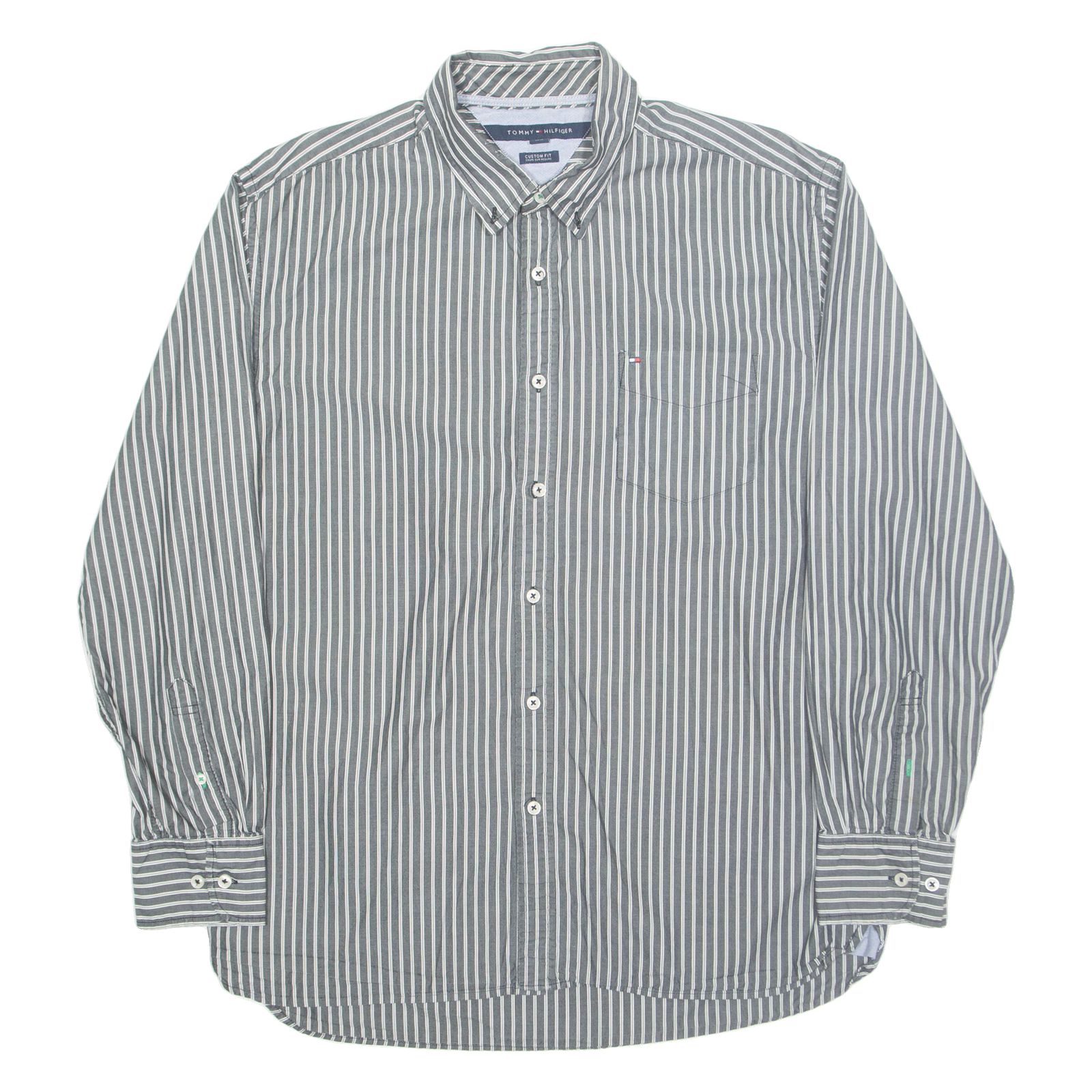 TOMMY HILFIGER Mens Shirt Grey Striped Long Sleeve XL Refurbished - N/A refurbished available on Cerqular