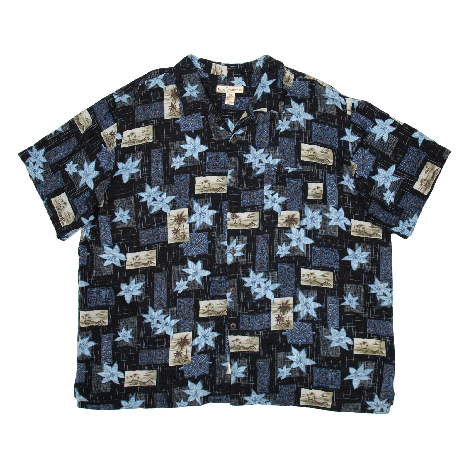 ISLAND OUTFITTERS Mens Hawaiian Shirt Black Floral 2XL Refurbished - N/A refurbished available on Cerqular