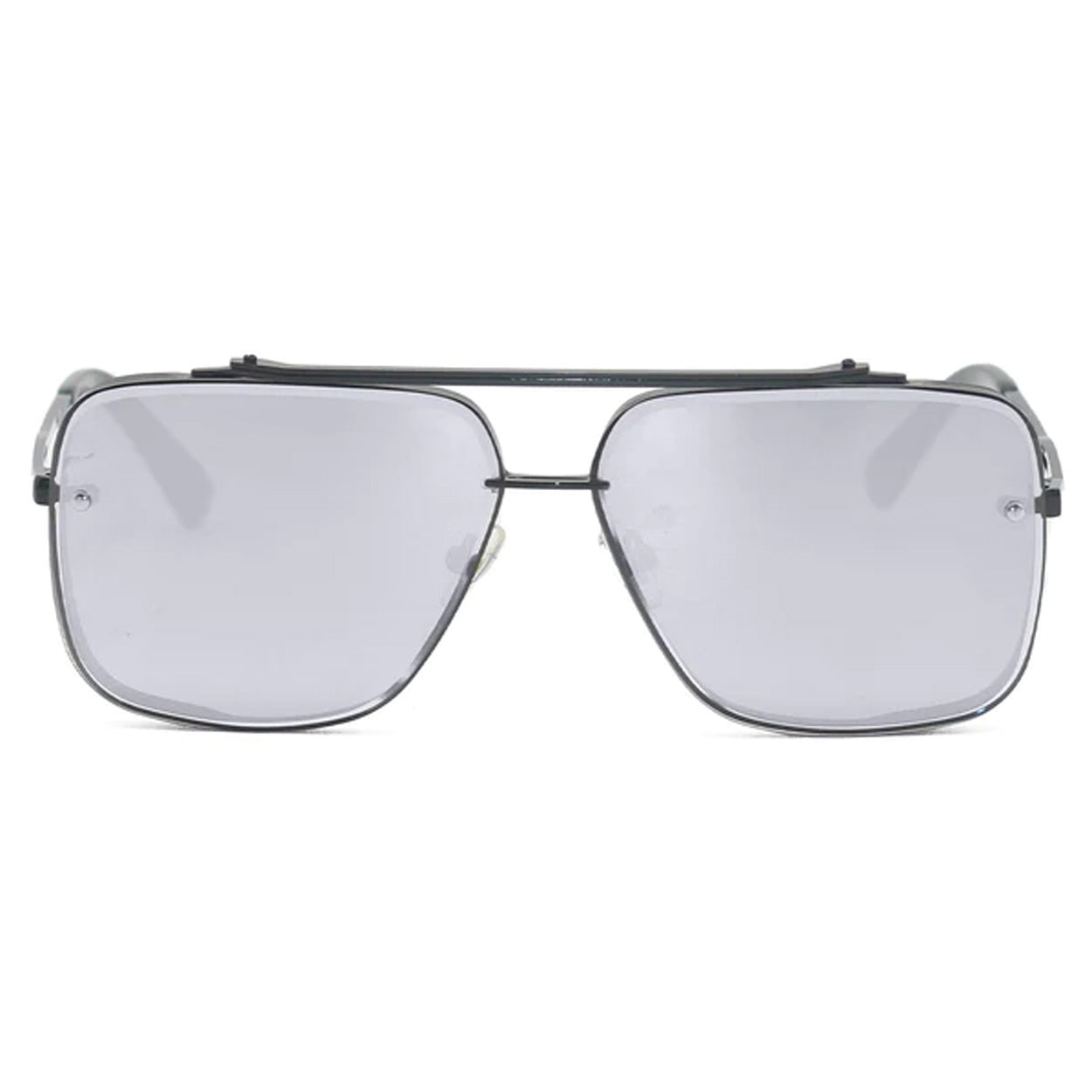 Bella -  Chrome Black Oversized Squared Aviators | Color: Black Silver | Size: OS Refurbished - N/A refurbished available on Cerqular