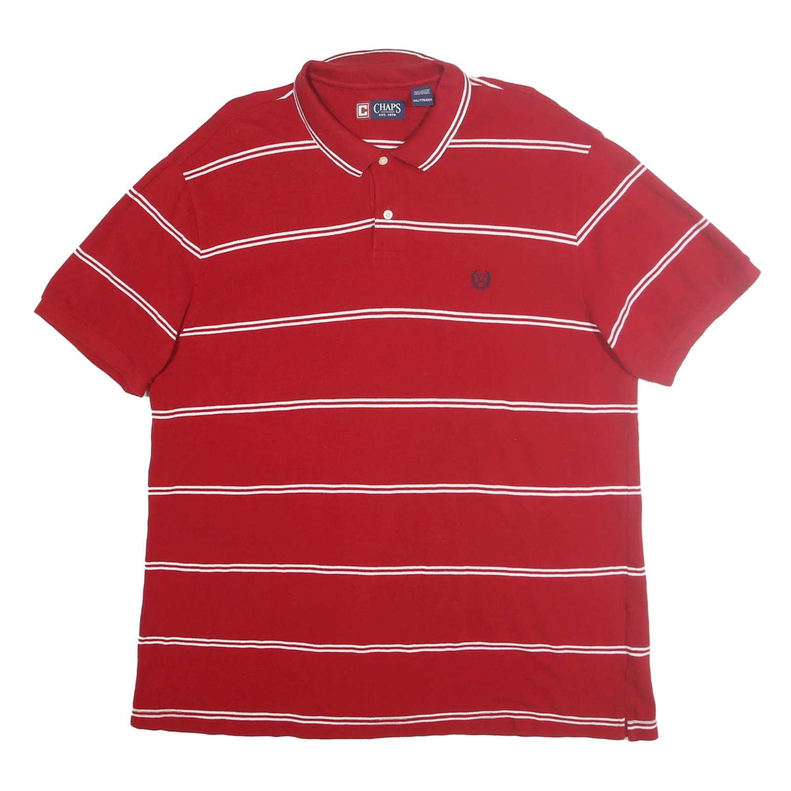 CHAPS Mens Red & White Striped Short Sleeve 2XL Cotton Polo Shirt Casual Refurbished - N/A refurbished available on Cerqular