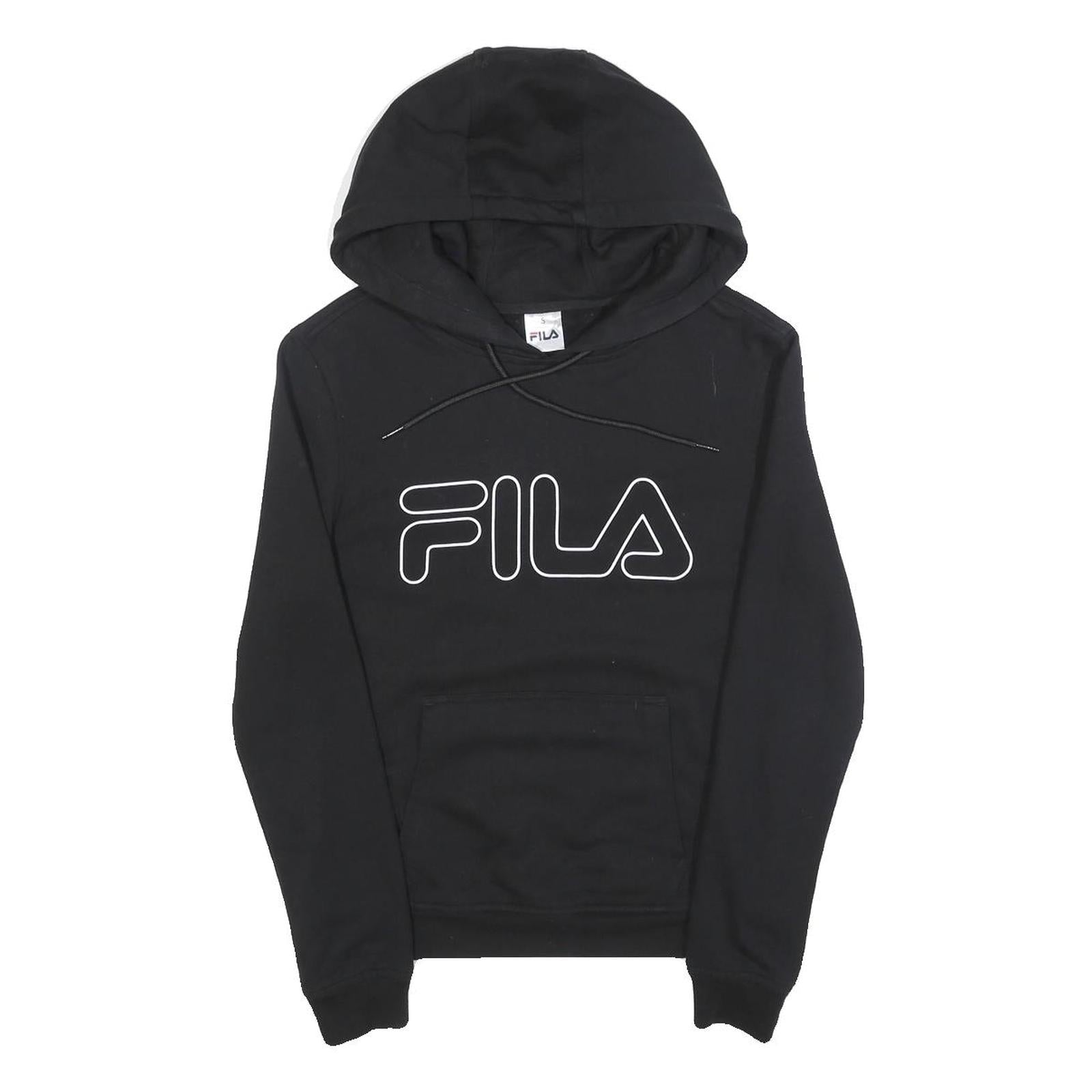 FILA Womens Black Hoodie S Cotton Blend Pullover Logo Sweatshirt Refurbished - N/A refurbished available on Cerqular