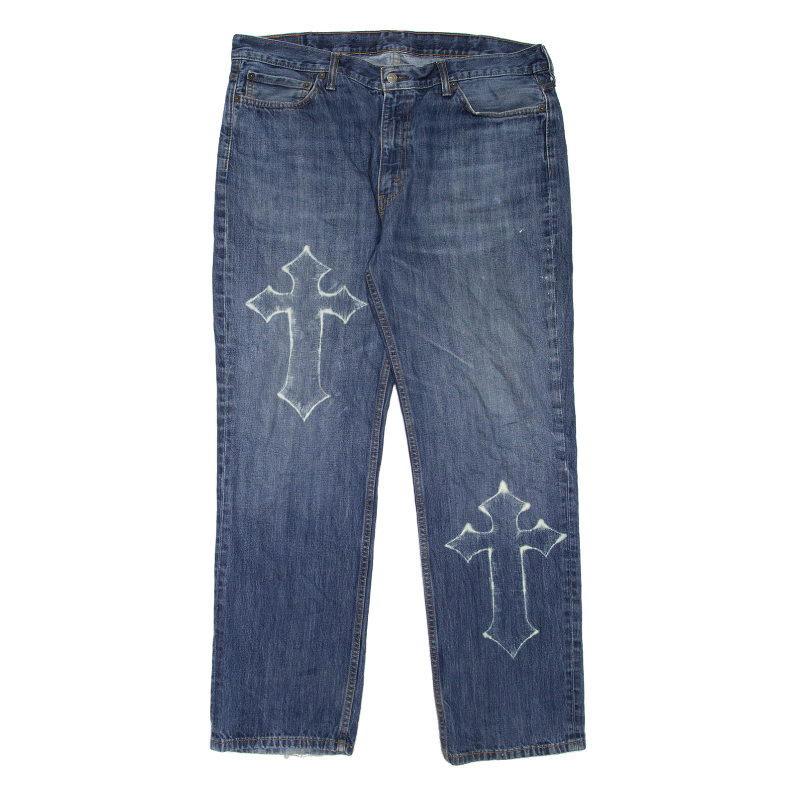 LEVI'S 514 Jeans Customised Mens Blue Slim Straight Stone Wash W40 L32 Refurbished - N/A refurbished available on Cerqular