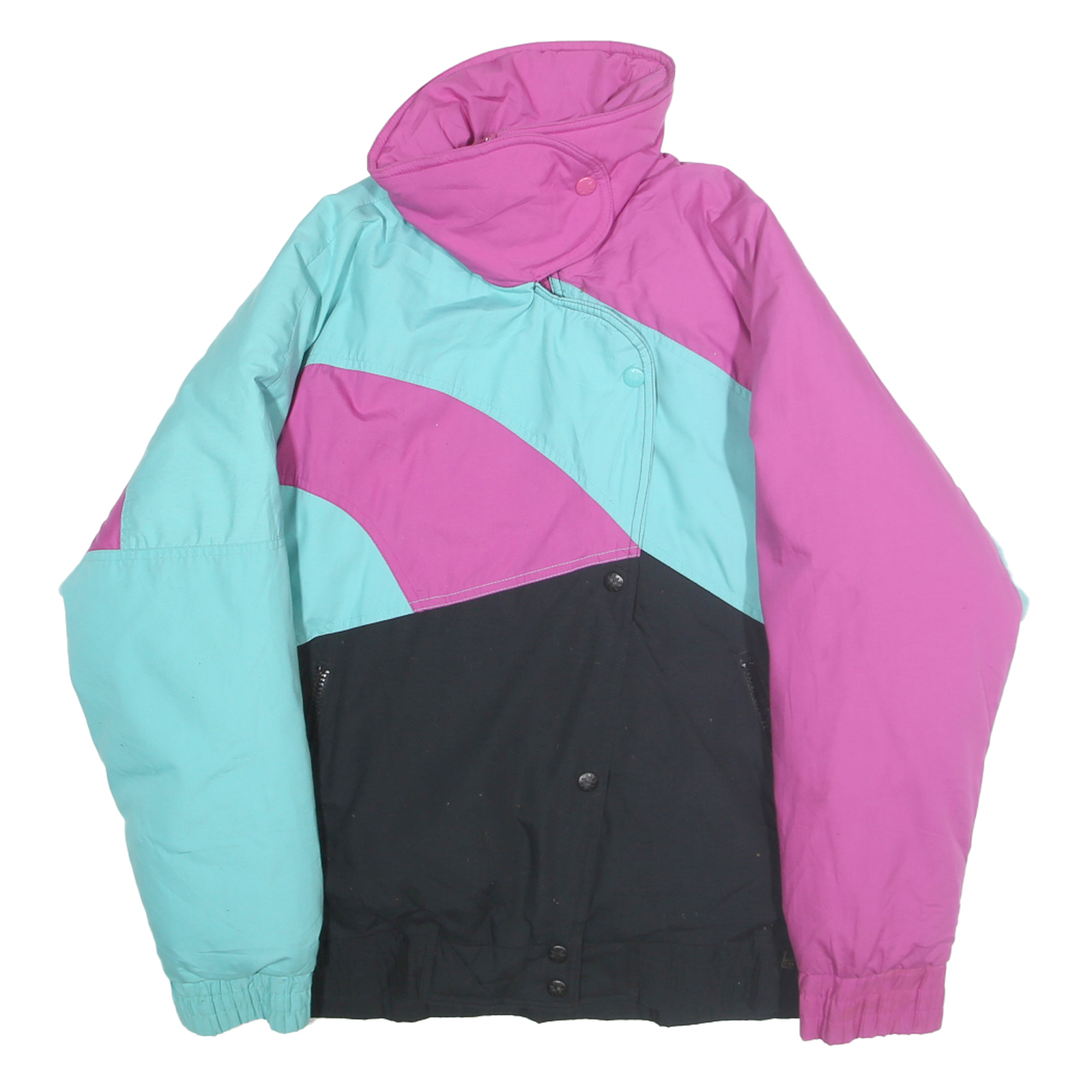 EDELWEISS Womens Pink & Blue Black Colourblock Zip Jacket M Polyester Blend Refurbished - N/A refurbished available on Cerqular